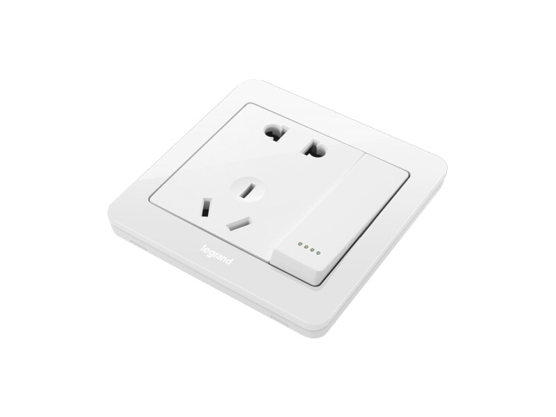 罗格朗·逸典 五眼带开关插座(双控) 玉兰白