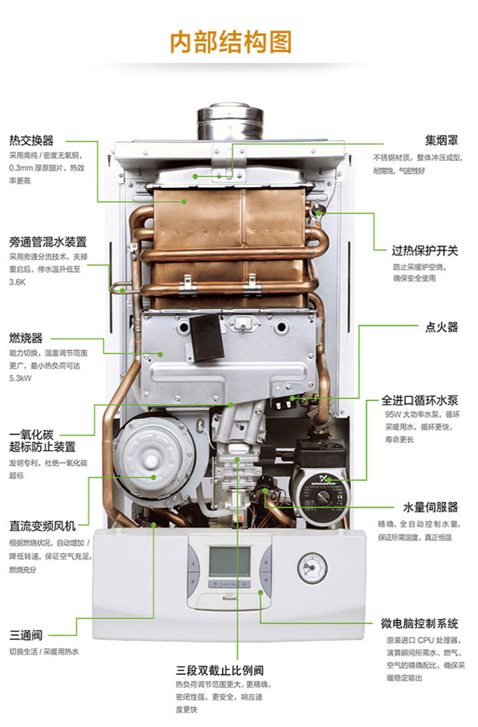 熊猫家装-林内(rinnai)燃气壁挂炉 家用地暖 天然气锅炉 供暖热水器